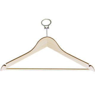 Percha Antirrobo de Madera Natural para Hotel con Barra