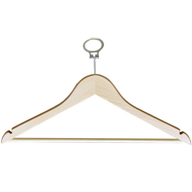 Percha Antirrobo de Madera Natural para Hotel con Barra
