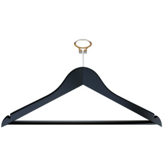 Percha Antirrobo Negra de Madera con Barra para Pantalones | Merveyl