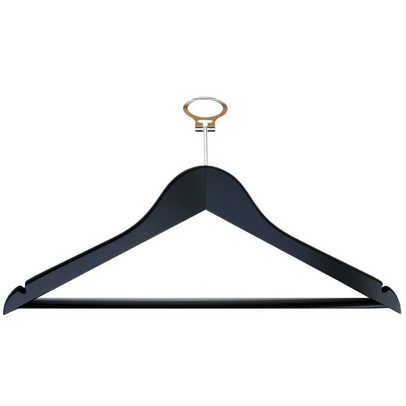 Percha Antirrobo Negra de Madera con Barra para Pantalones | Merveyl