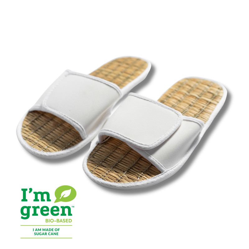 SANDALIA DE PAJA CON VELCRO BLANCO I'm Green® MUJER