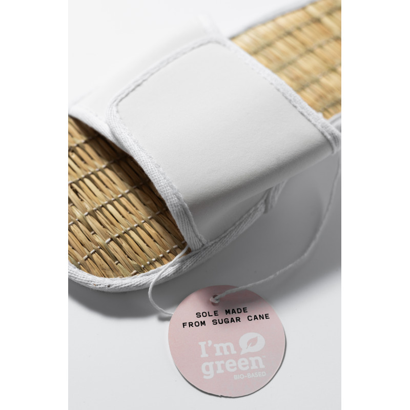 SANDALIA DE PAJA CON VELCRO BLANCO I'm Green® MUJER