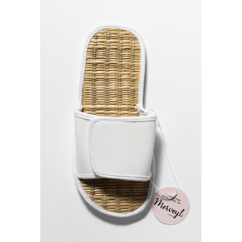 SANDALIA DE PAJA CON VELCRO BLANCO I'm Green® MUJER
