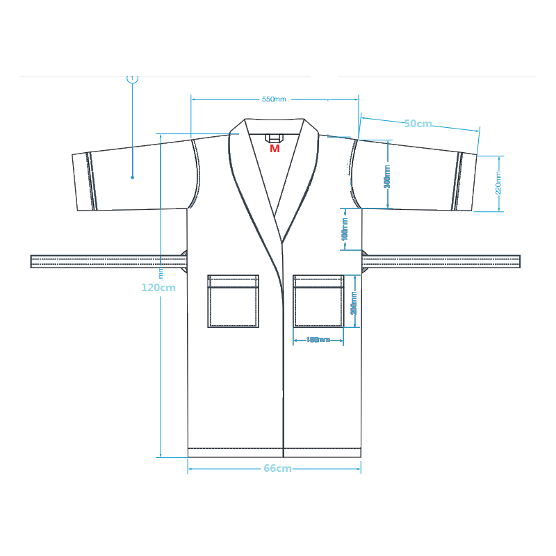 Bata de terciopelo de lujo 410g/m² con ribete gris | Merveyl