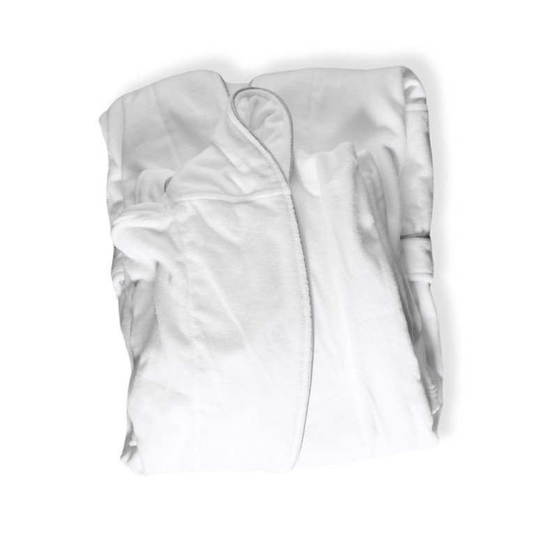 Bata de terciopelo de lujo 410g/m² con ribete gris | Merveyl