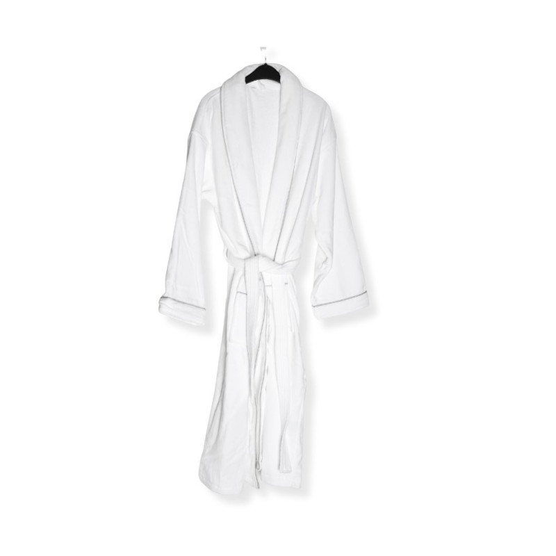 Bata de terciopelo de lujo 410g/m² con ribete gris | Merveyl