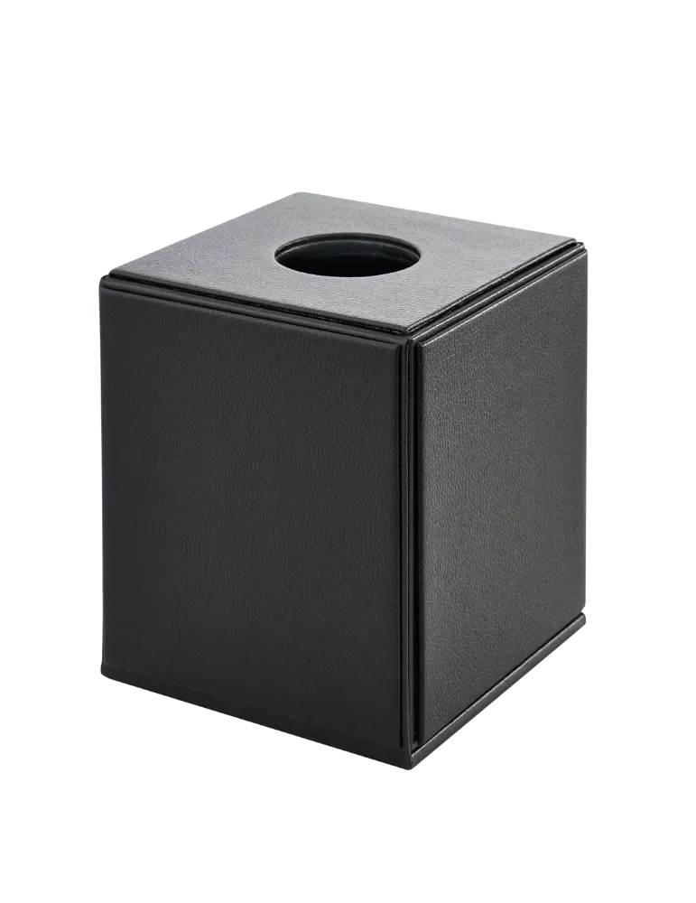 Black imitation leather HIGHLAND cube tissue box for hotels