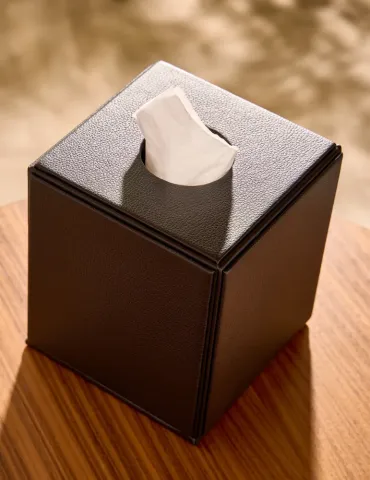 Black imitation leather HIGHLAND cube tissue box for hotels 2