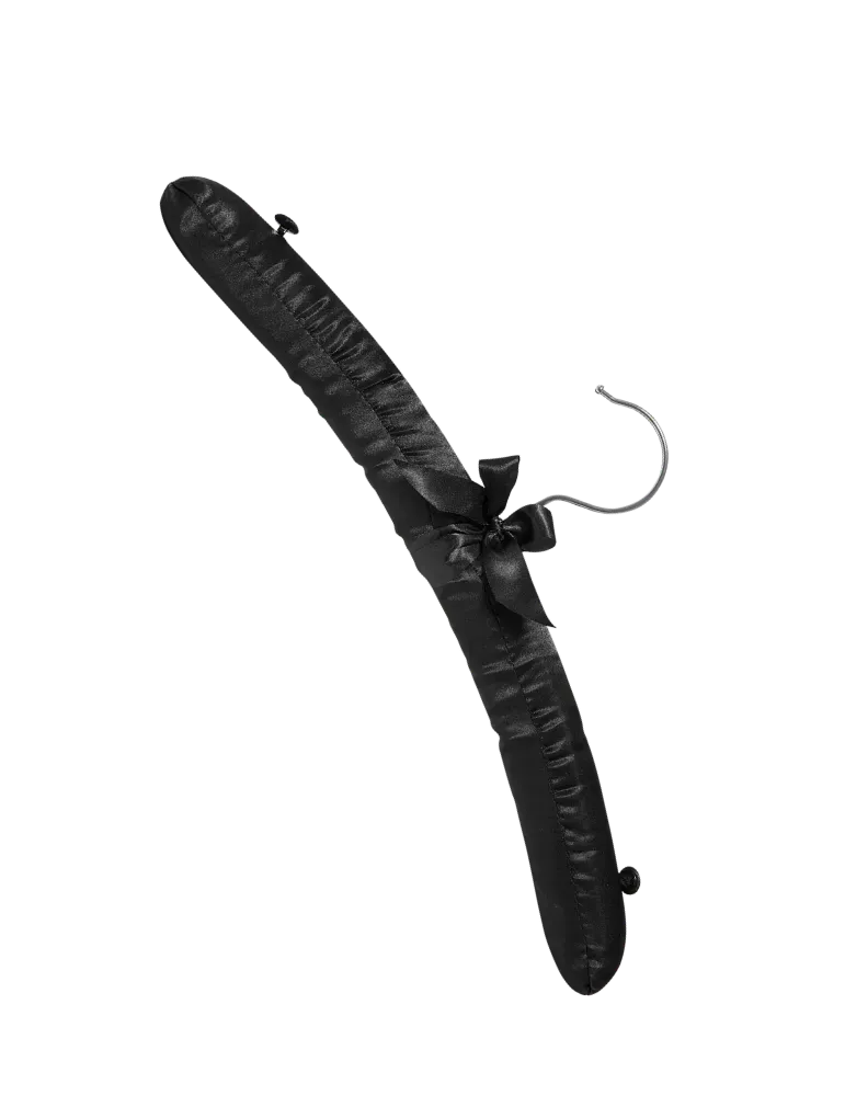 Percha de hotel acolchada de satén negro 39cm | Merveyl