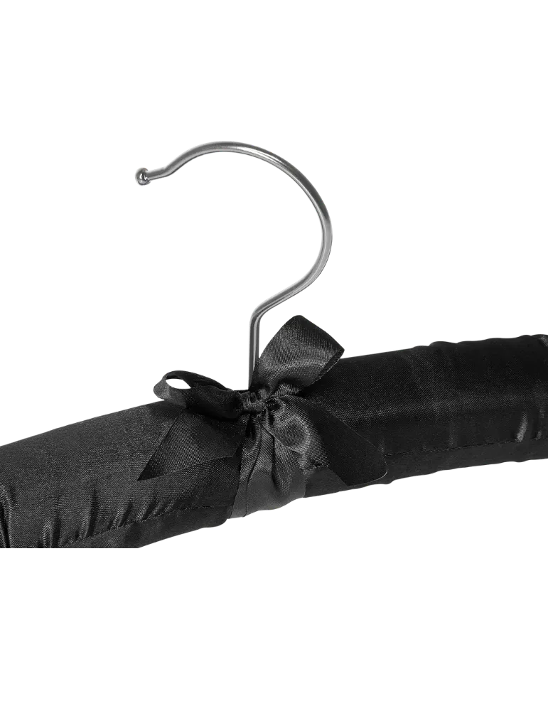Percha de hotel acolchada de satén negro 39cm | Merveyl