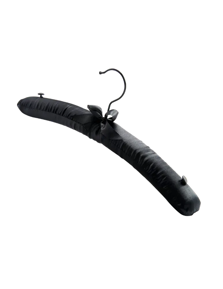 Percha de hotel acolchada de satén negro 39cm | Merveyl