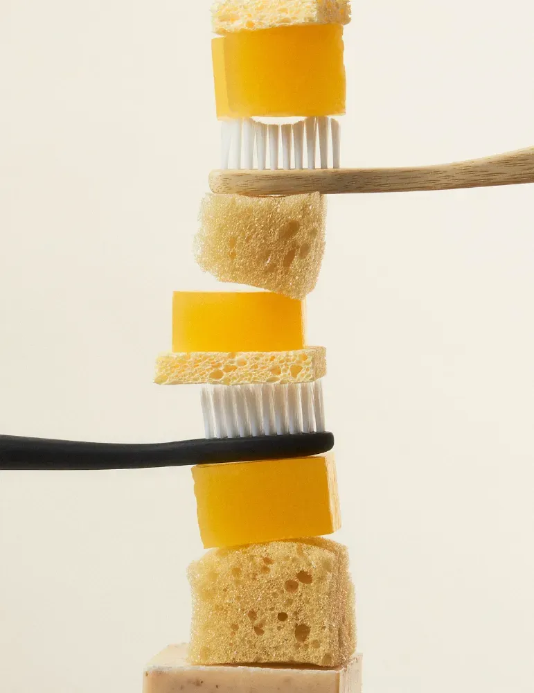 Kit dental de diseño, cepillo vegetal negro, pasta de dientes