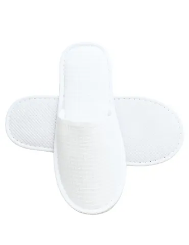 White Waffle Closed Toe Hotel Slippers | Merveyl