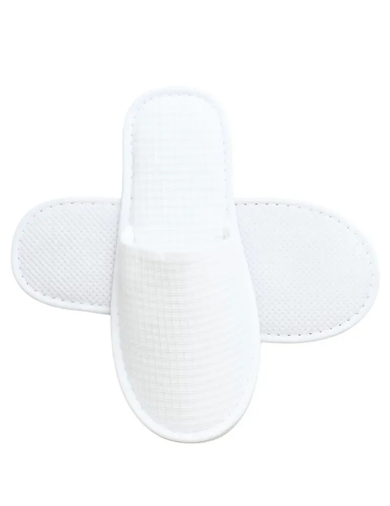 Zapatillas de hotel cerradas de nido de abeja blancas | Merveyl