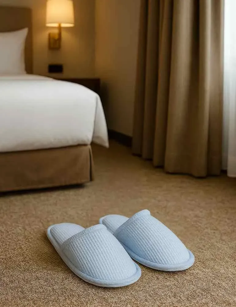 Zapatillas de hotel nido de abeja azul para hombre | Merveyl