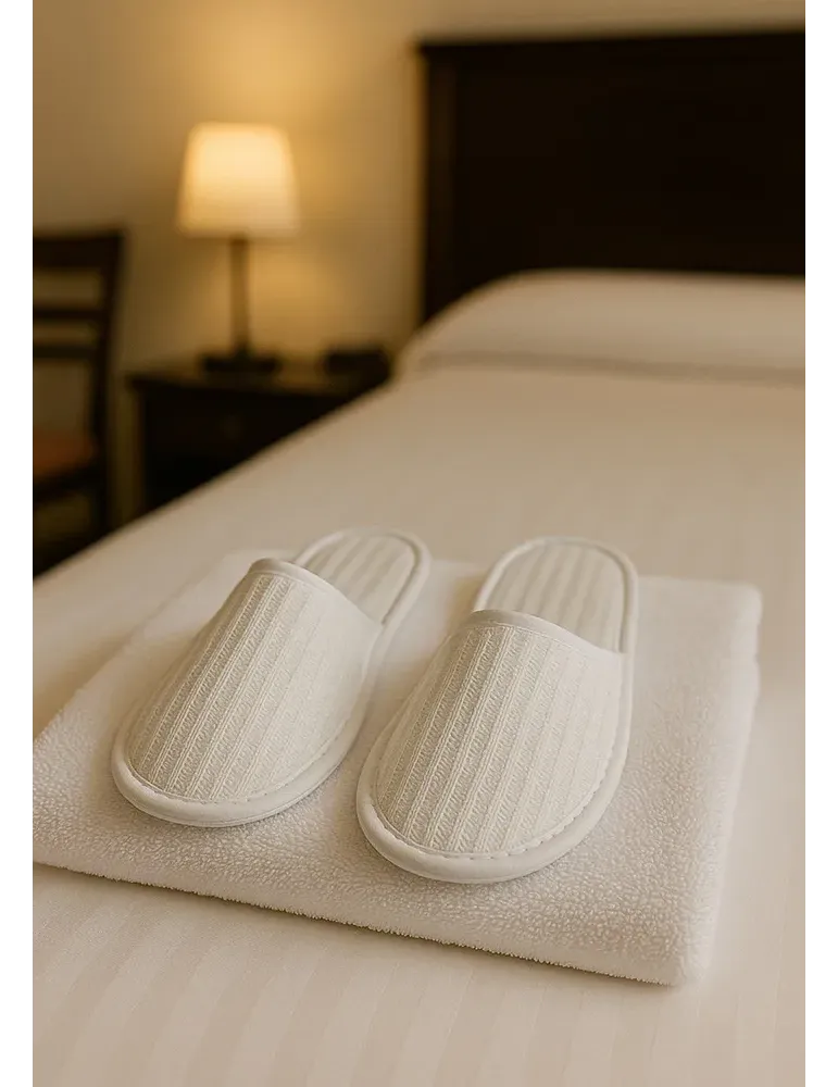 Zapatillas de hotel algodón orgánico estampado de espiga | Merveyl