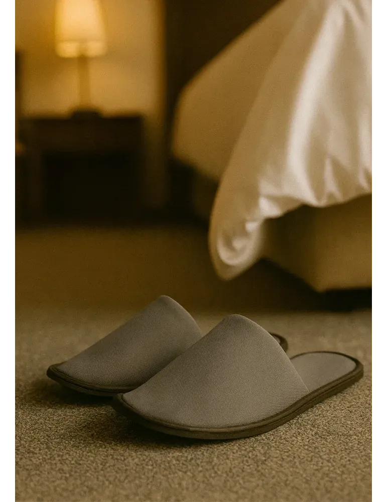 Pantuflas de hotel de terciopelo gris 40-44 | Merveyl