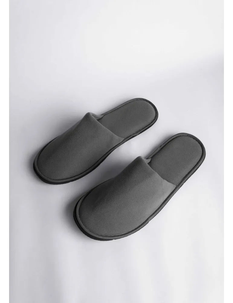 Pantuflas de hotel de terciopelo gris 40-44 | Merveyl