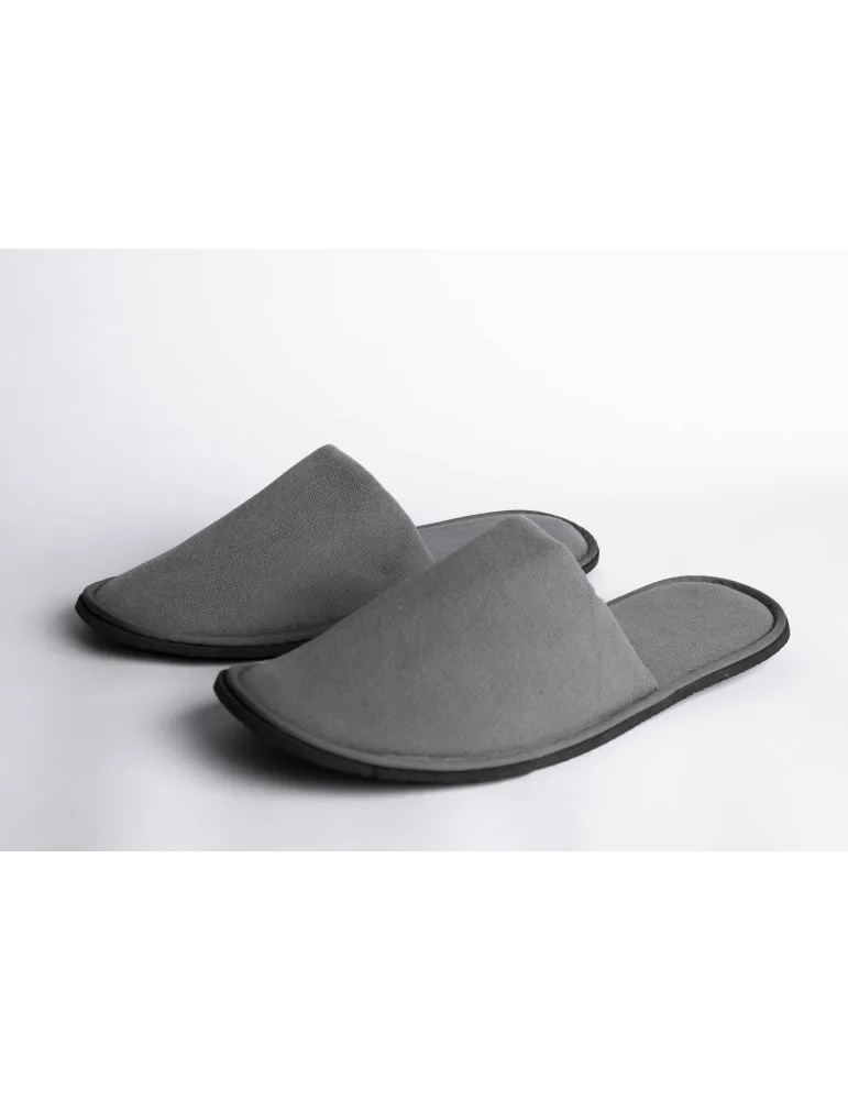 Pantuflas de hotel de terciopelo gris 40-44 | Merveyl