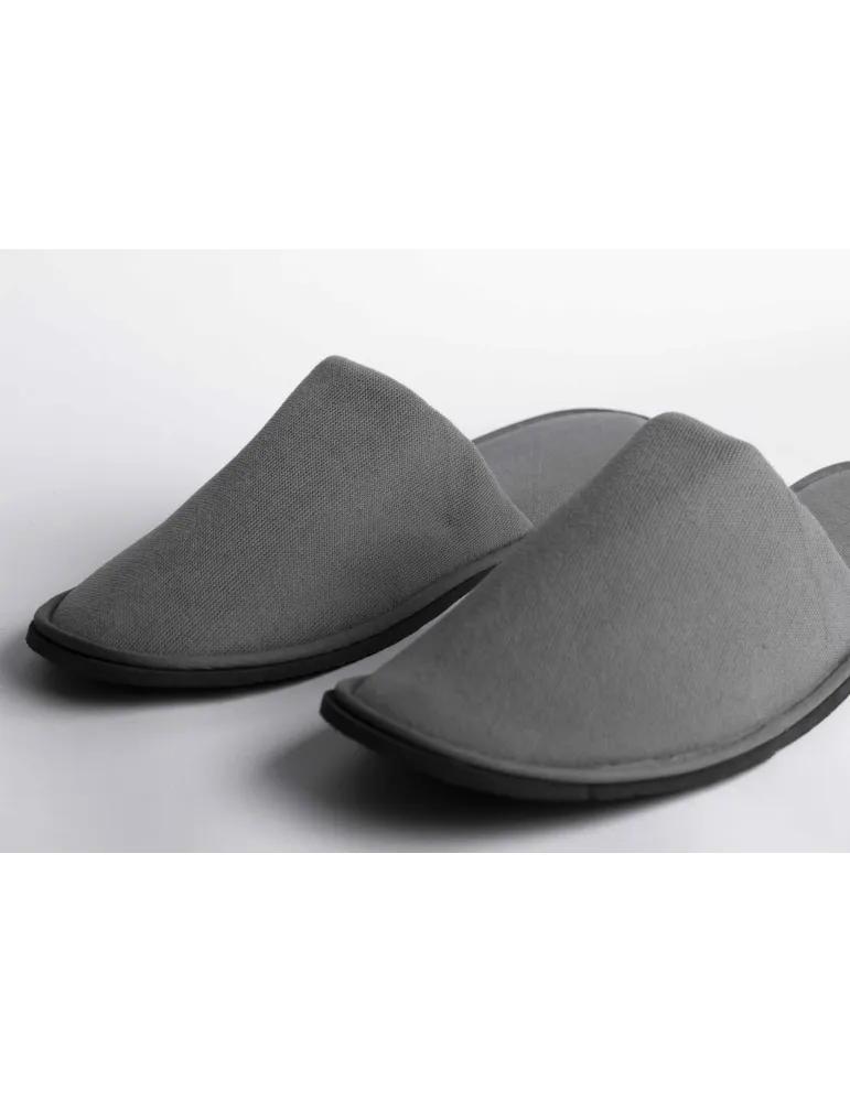 Pantuflas de hotel de terciopelo gris 40-44 | Merveyl