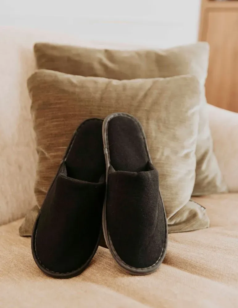 Zapatillas de Hotel Terciopelo Negro 36-41 | Merveyl