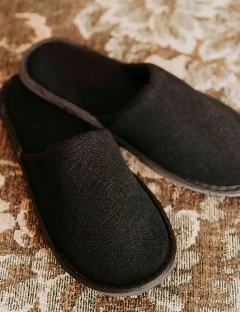 Zapatillas de Hotel Terciopelo Negro 36-41 | Merveyl