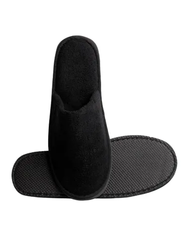 Premium Black Closed Coral Hotel Slippers