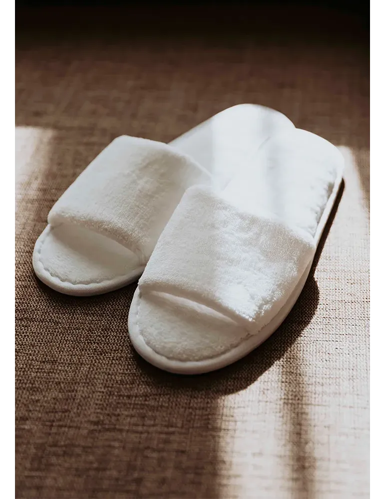 Zapatillas de hotel abiertas Coral Blanco Lujo | Merveyl