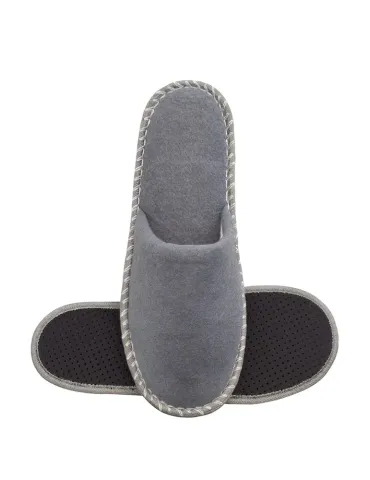 Closed Grey Felt Hotel Slippers - Unisex