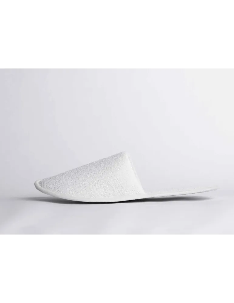 Plastic-Free White Terry Hotel Slippers | Merveyl