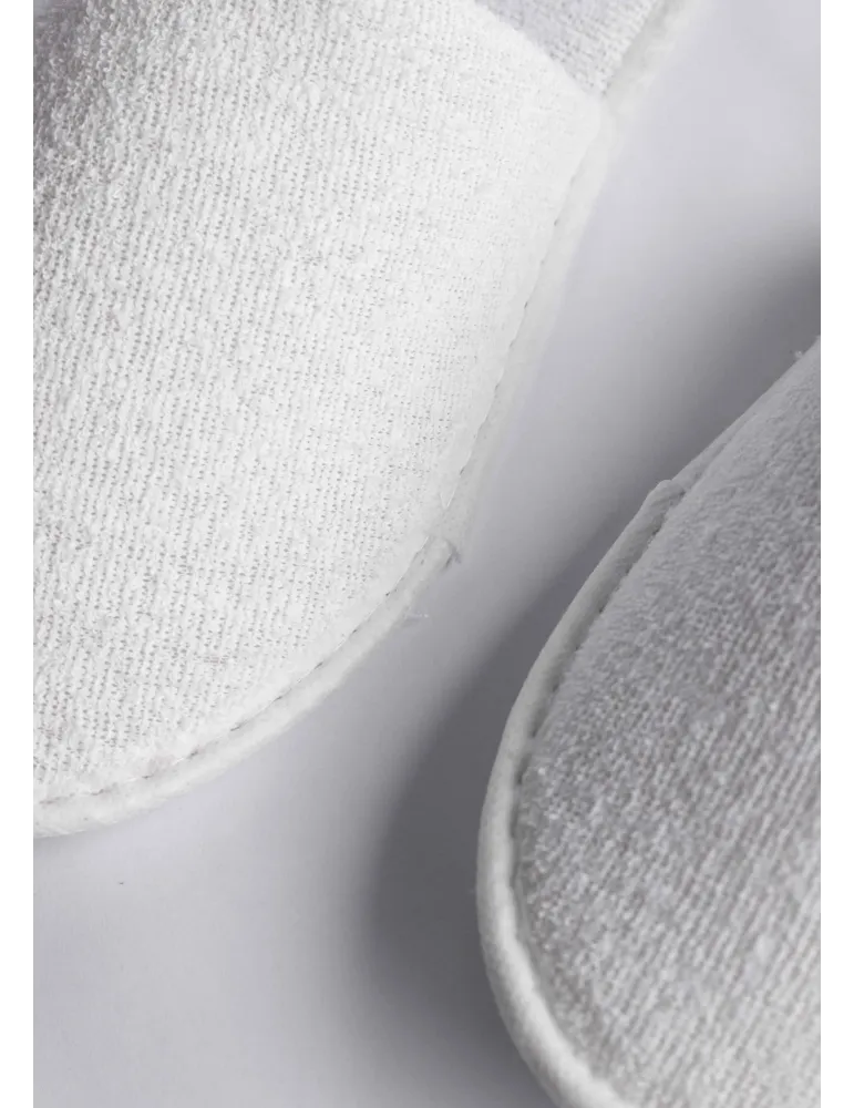 Plastic-Free White Terry Hotel Slippers | Merveyl