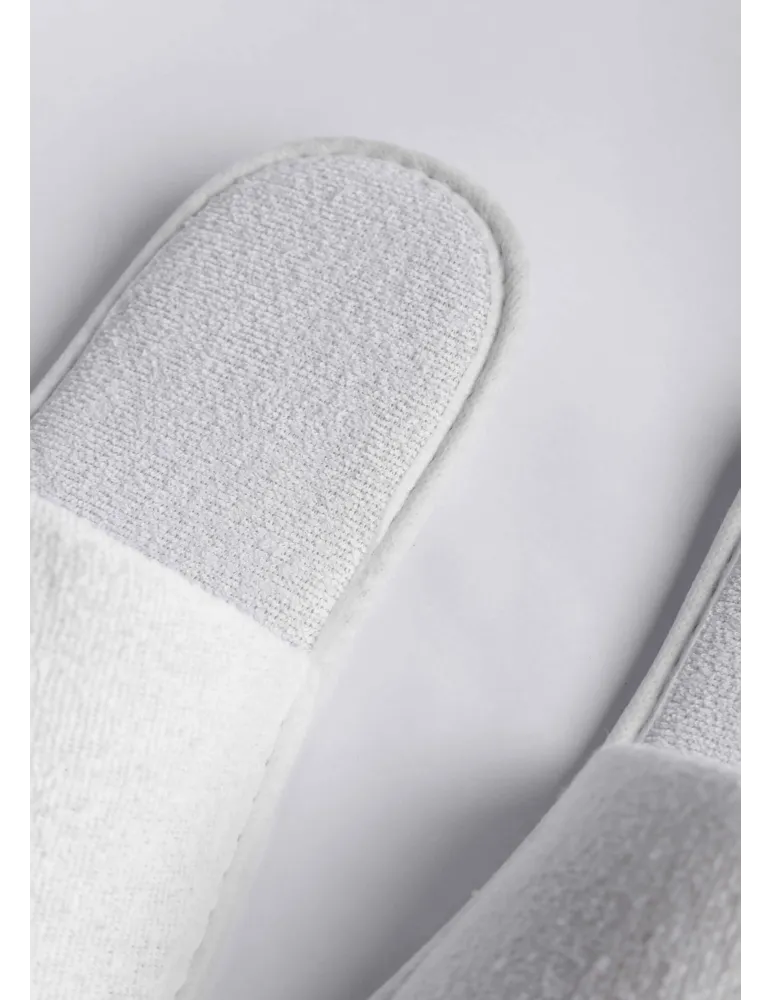 Plastic-Free White Terry Hotel Slippers | Merveyl