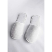Plastic-Free White Terry Hotel Slippers | Merveyl