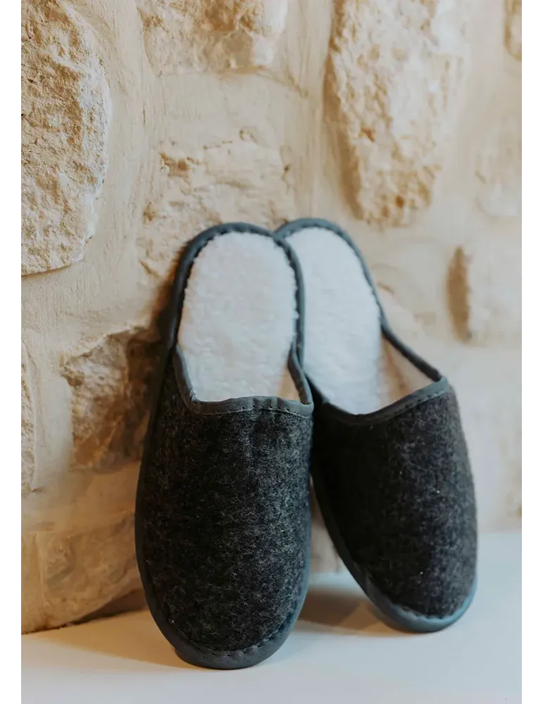 Zapatillas de mujer de fieltro y pelo - Spas