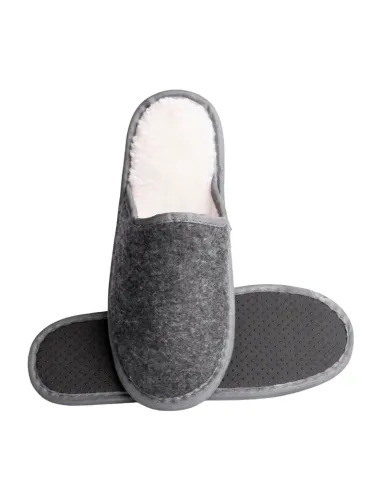 Men's Closed Felt & Fur Hotel Slippers