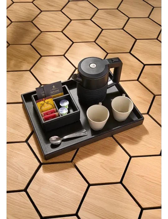 Small Welcome Tray Highland Black Leather for hotels