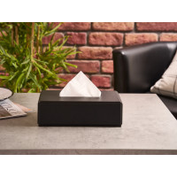 HIGHLAND rectangular black imitation leather handkerchief box for hotels