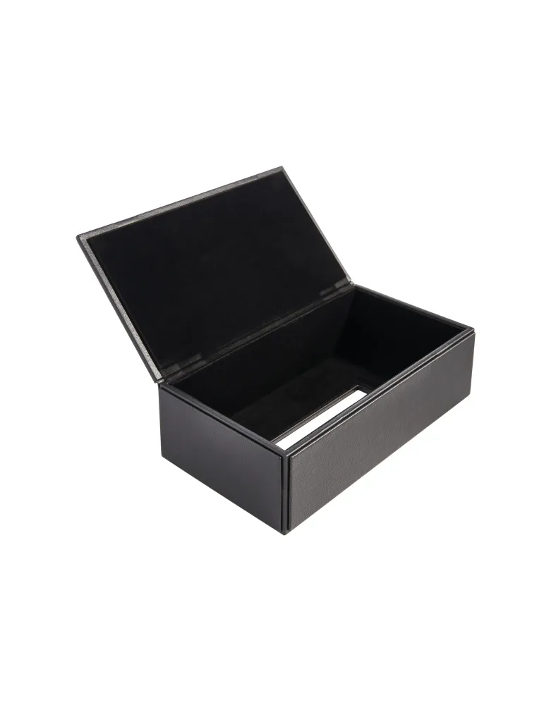 HIGHLAND rectangular black imitation leather handkerchief box for hotels
