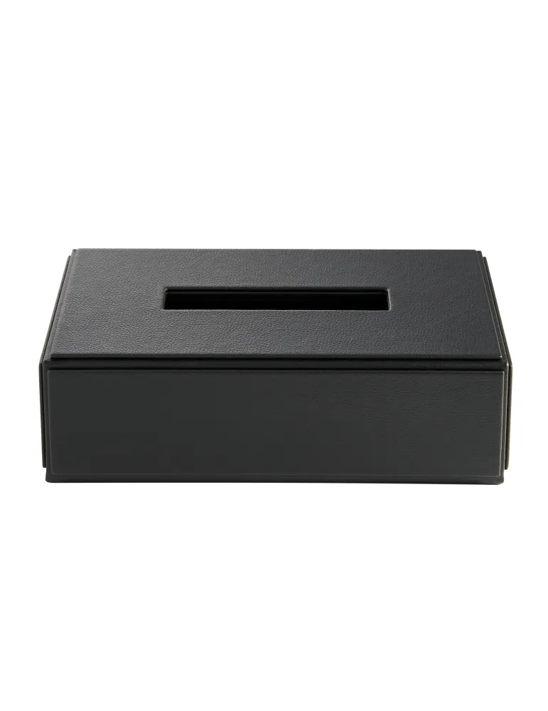 HIGHLAND rectangular black imitation leather handkerchief box for hotels