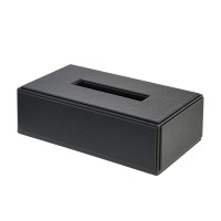 HIGHLAND rectangular black imitation leather handkerchief box for hotels
