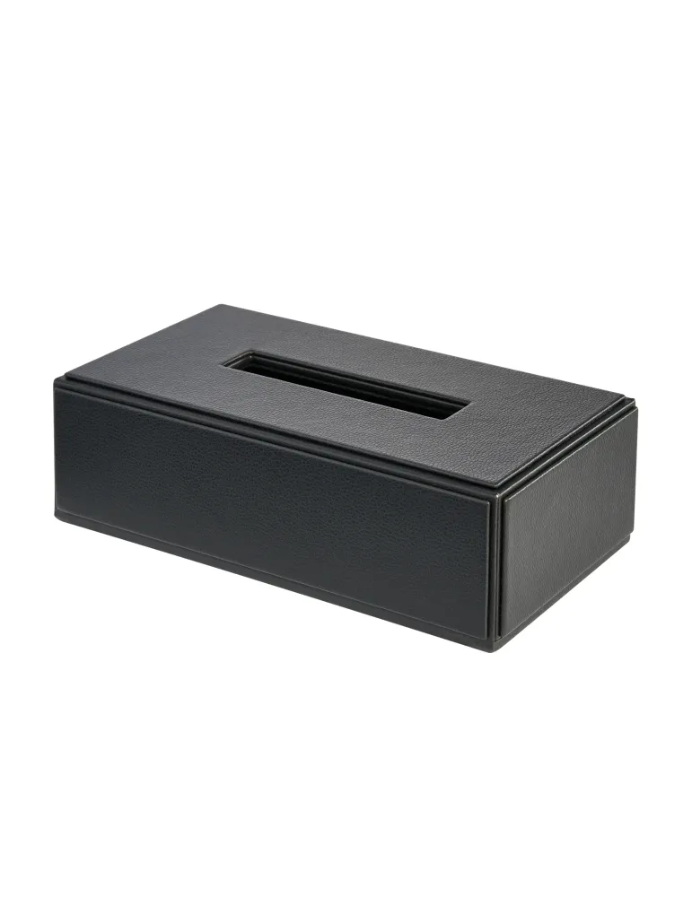 HIGHLAND rectangular black imitation leather handkerchief box for hotels