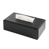 HIGHLAND rectangular black imitation leather handkerchief box for hotels