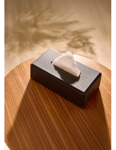 HIGHLAND rectangular black imitation leather handkerchief box for hotels 2