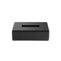 HIGHLAND rectangular black imitation leather handkerchief box for hotels