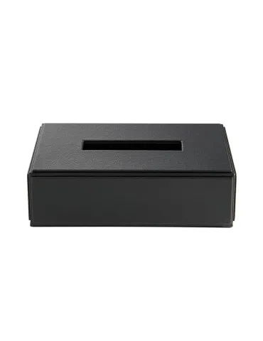 HIGHLAND rectangular black imitation leather handkerchief box for hotels