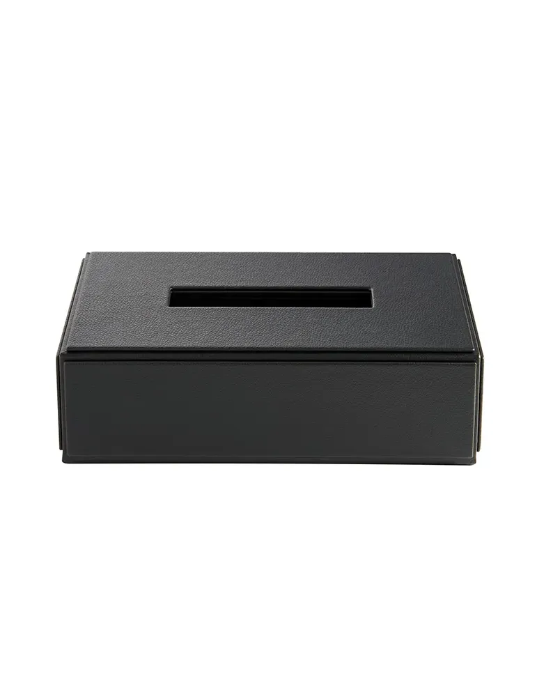 HIGHLAND rectangular black imitation leather handkerchief box for hotels
