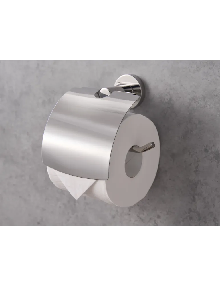 Portarrollos de papel higiénico con tapa Harrogate de acero inoxidable