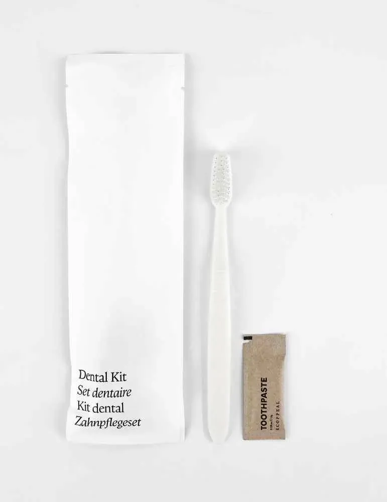 Kit dental de hotel vegetal en bolsa de base biológica | Merveyl