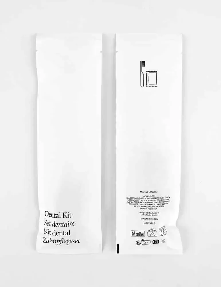 Kit dental de hotel vegetal en bolsa de base biológica | Merveyl