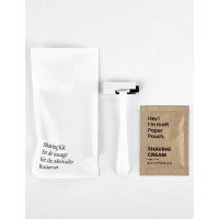 Set de afeitado de hotel vegetal en bolsa de papel kraft blanco | Merveyl